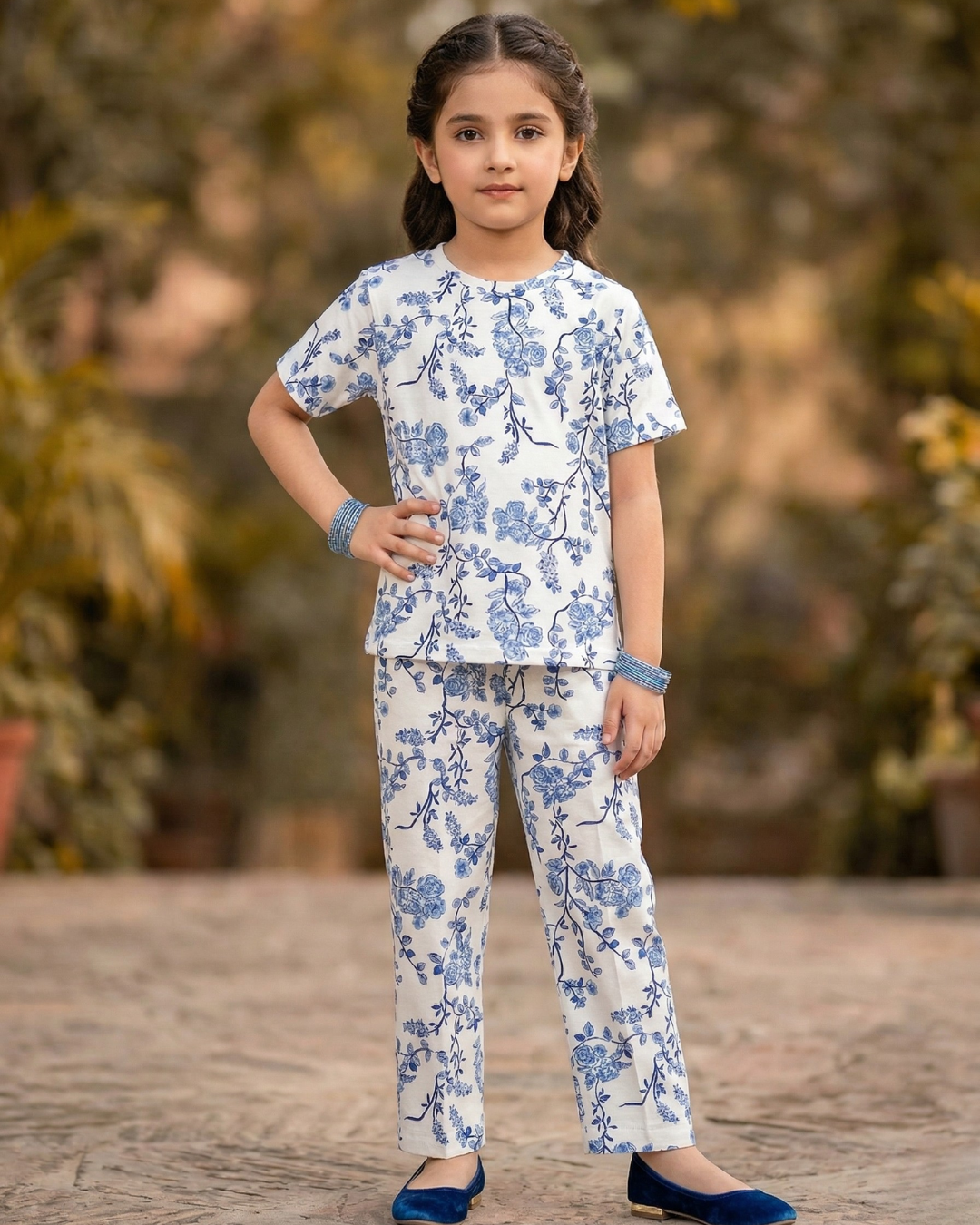 Girls Floral Print Casual Summer Set