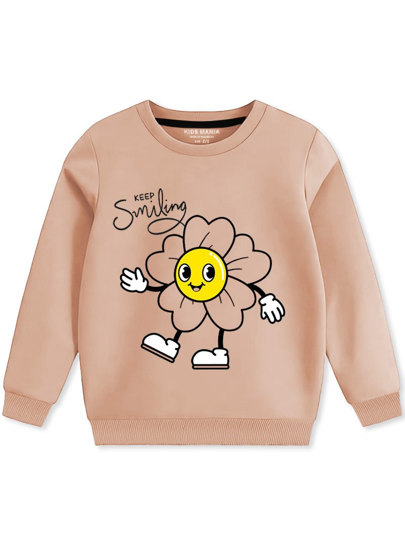 Girls Winter Sweatshirt Keep Smiling Flower