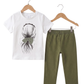 Girls White Printed Casual Summer Set