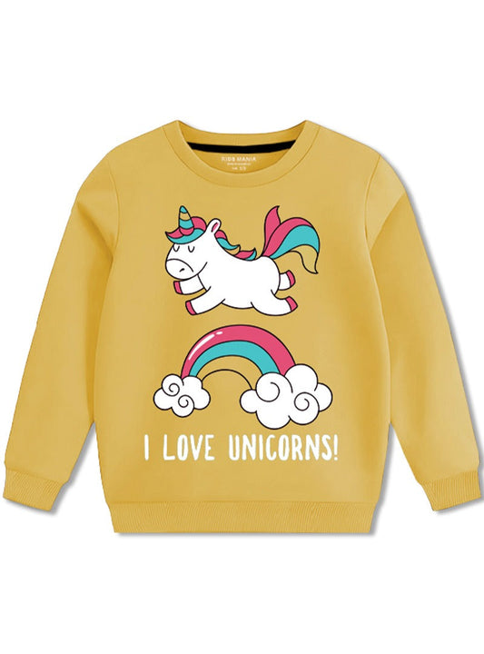 Girls Winter Sweatshirt I Love Unicorns