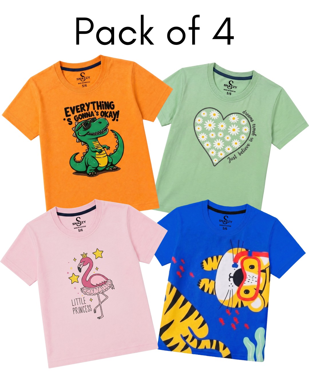 Pack of 4 Boys & Girls T-Shirt