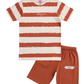 Boys Orange Lining Shirt with Shorts Summer Set