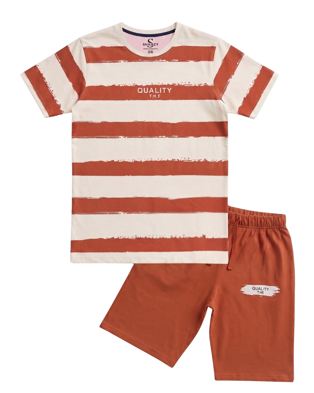 Boys Orange Lining Shirt with Shorts Summer Set