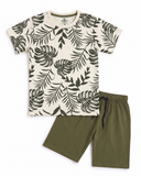 Boys Khaki Casual Shorts & Short Sleeve Set