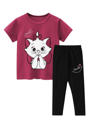 Kids Cute cat Casual Summer Set