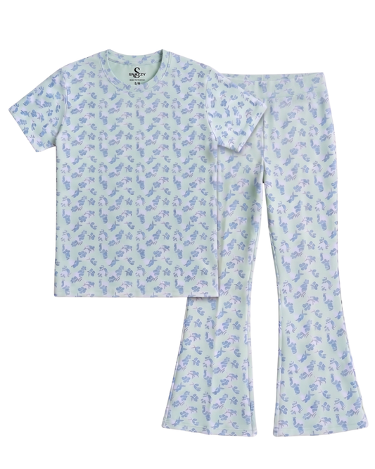 Girls Casual Summer Set with Bell Bottom Trouser