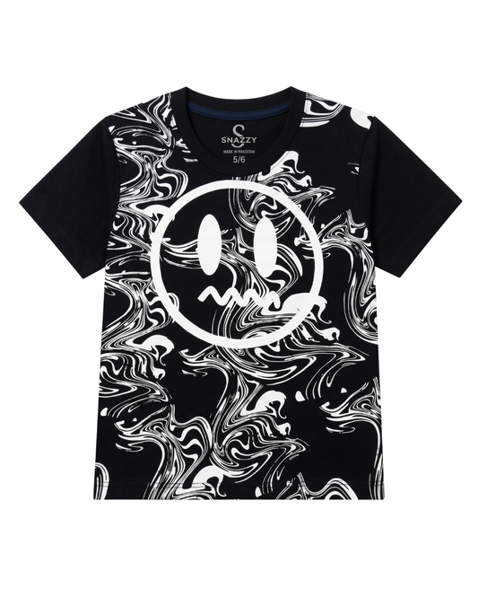 Boys Black Print T-Shirt