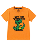 Everything Is Gonna OK Dinosaur Print Orange T-Shirt