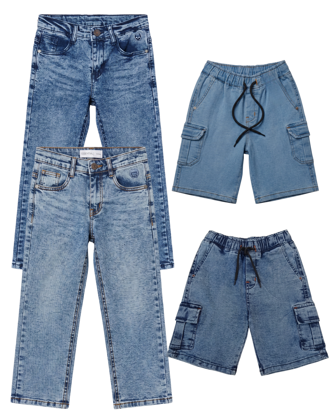 Pack of 4 Denim Cargos & Pants