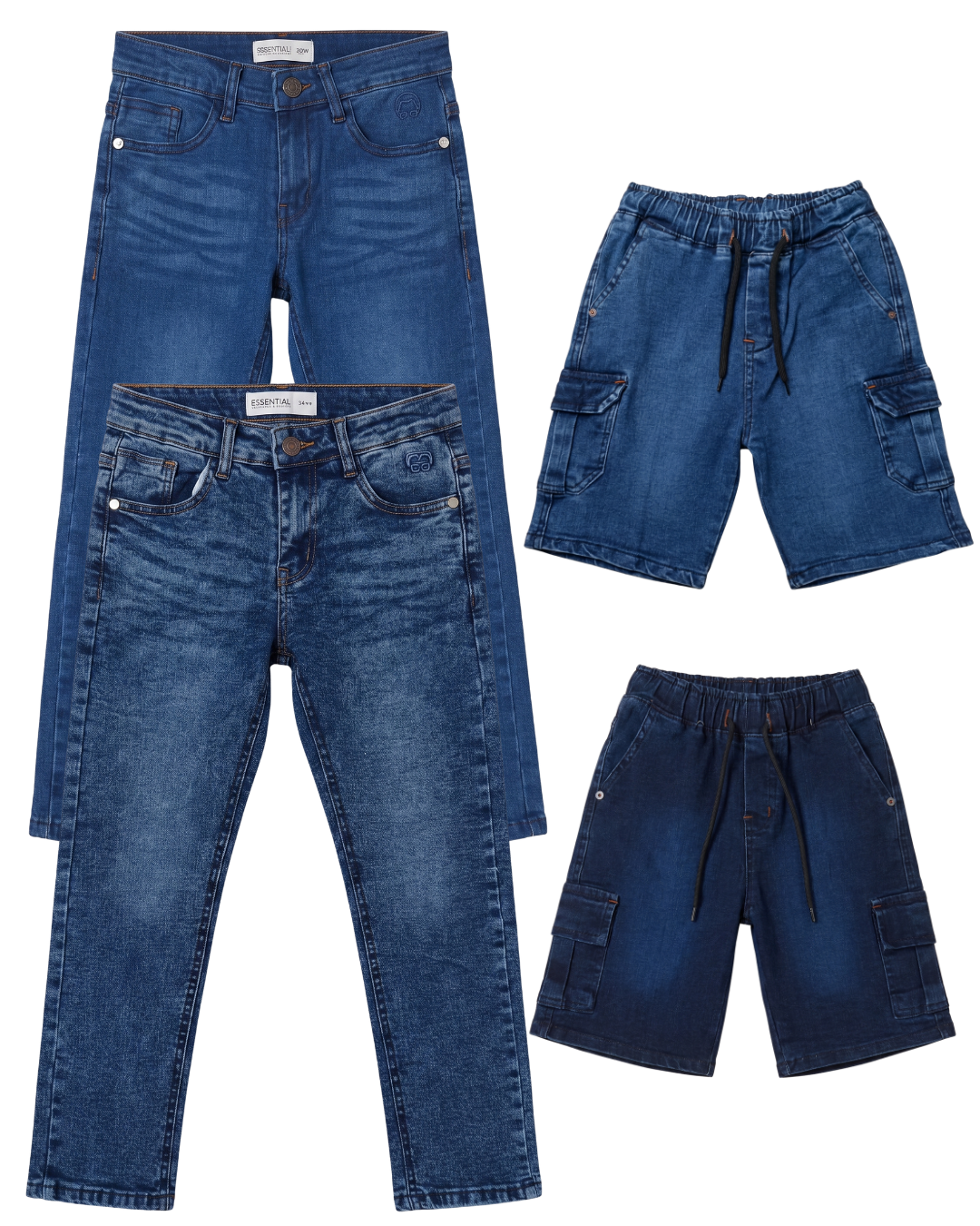 Pack of 4 Denim Cargos & Pants