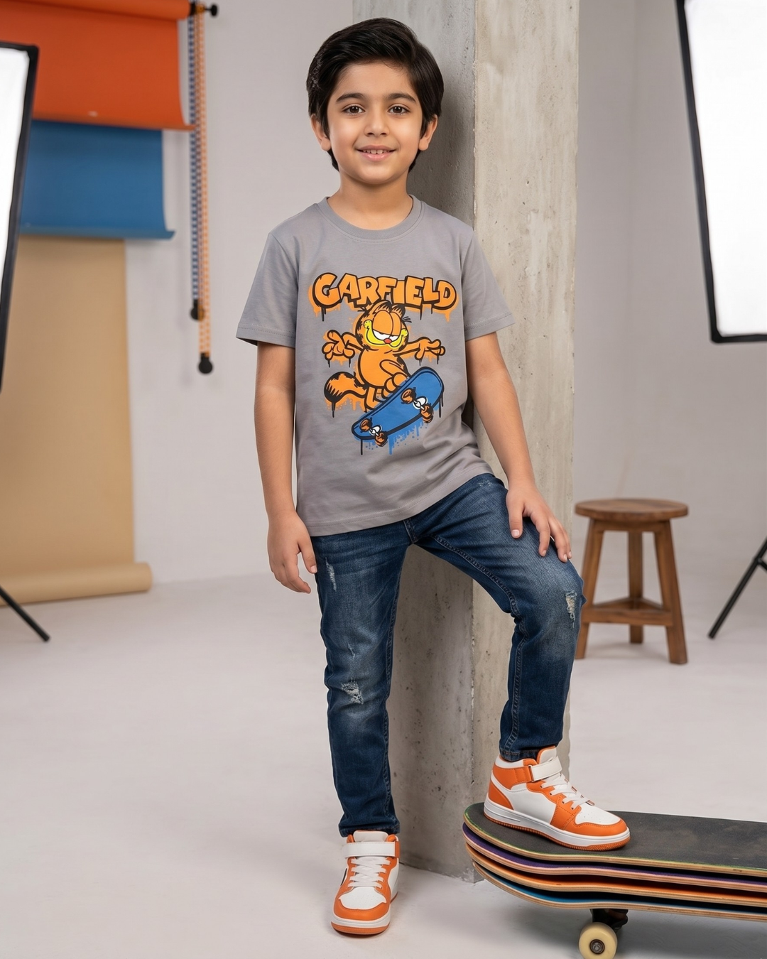 Boys Grey Carfield T-Shirt