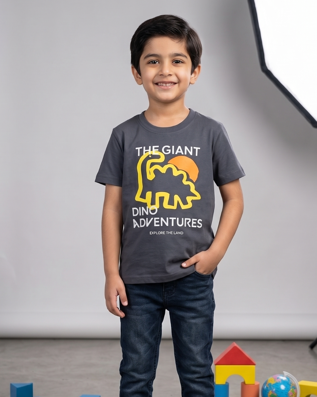Boys Charcoal Grey The Giant Adventures T-Shirt
