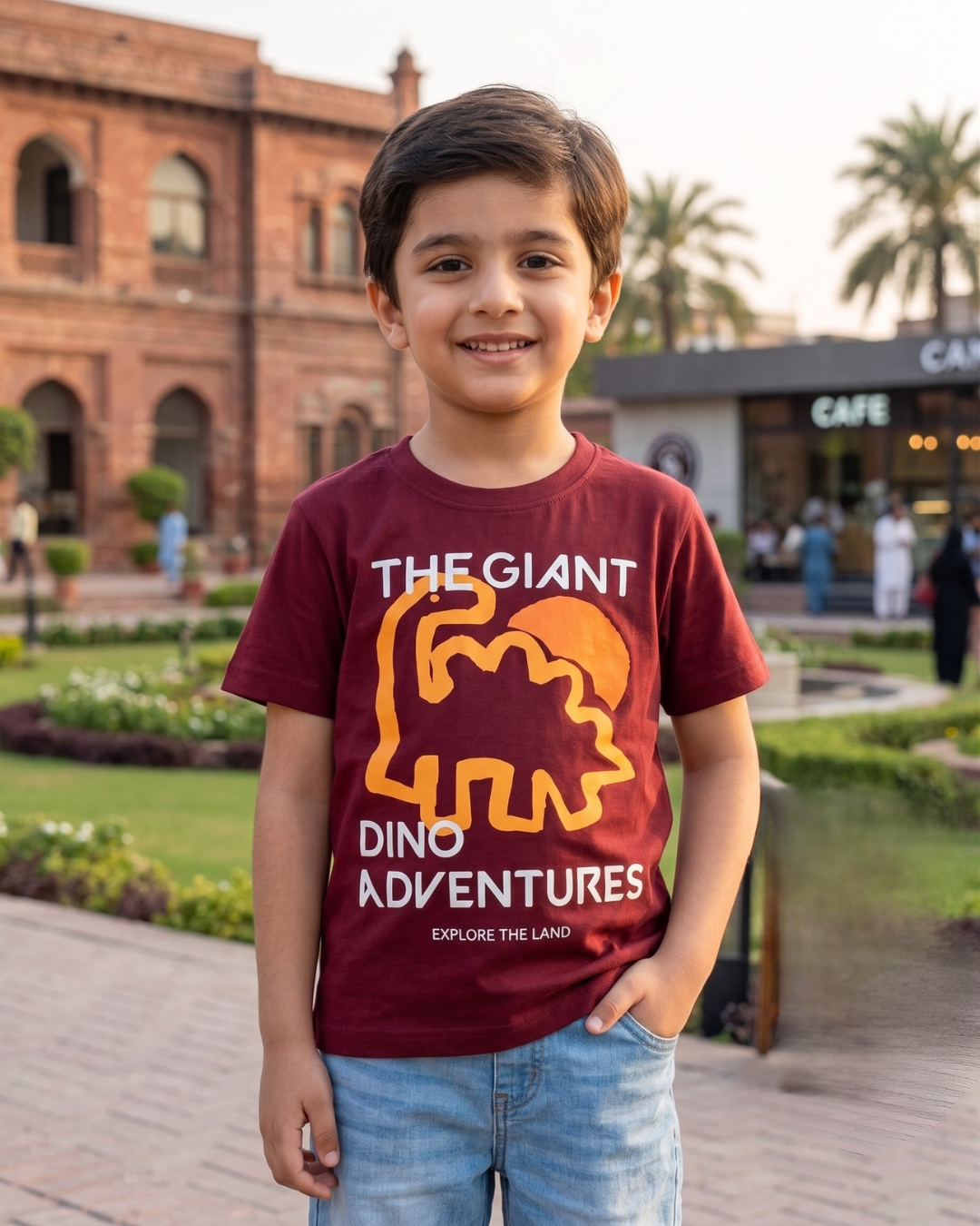 Boys Maroon The Giant Adventures T-Shirt