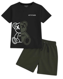 Boys Attitude Bear T Shirt Shorts Set