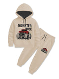 Boys Winter Hooded Tracksuit Monster Truck Cream