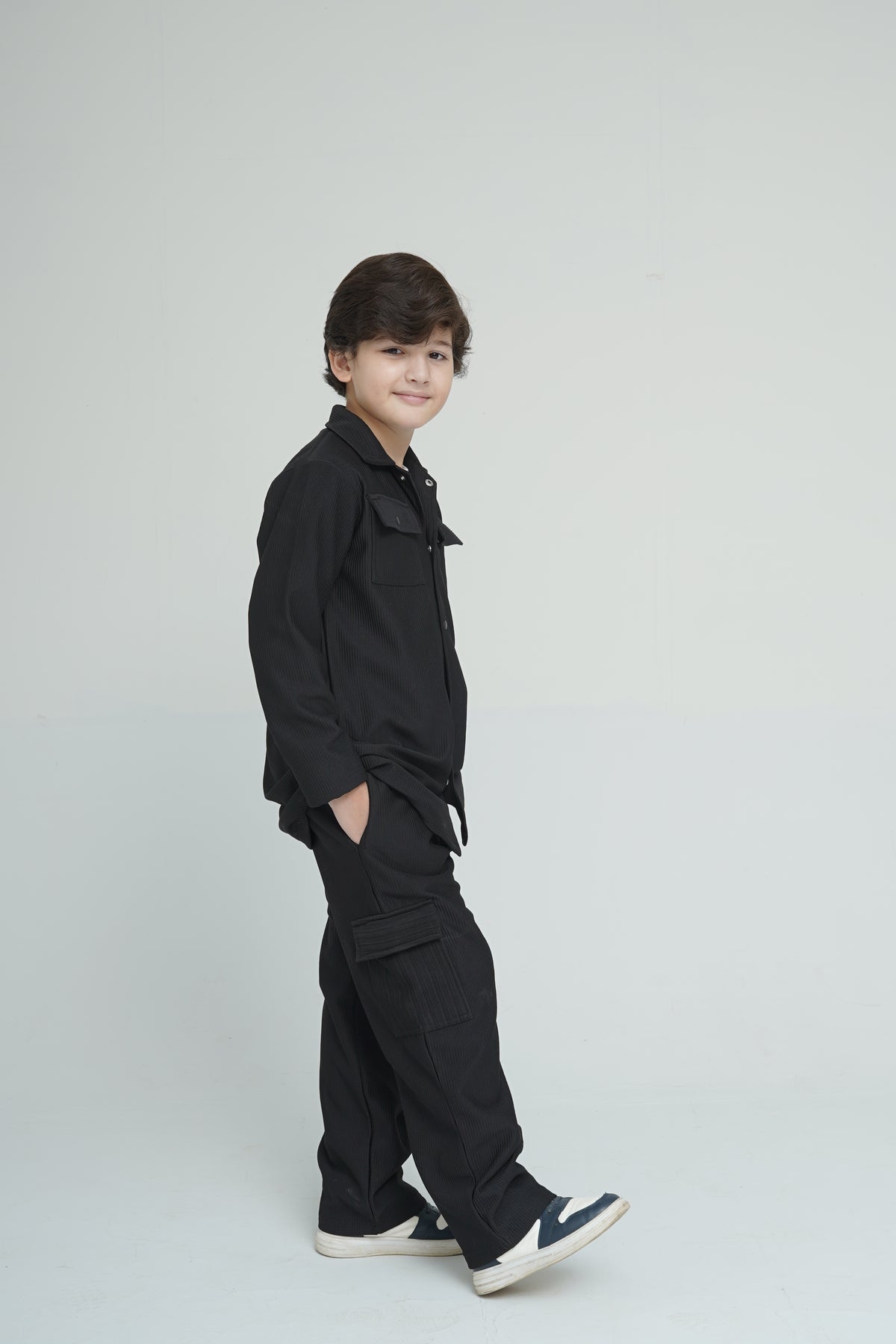 Boys Black Cotrie Set.