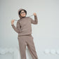 Brown Down Shoulder Hood Set