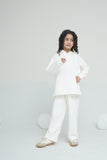 Girls White Downshoulder Hood