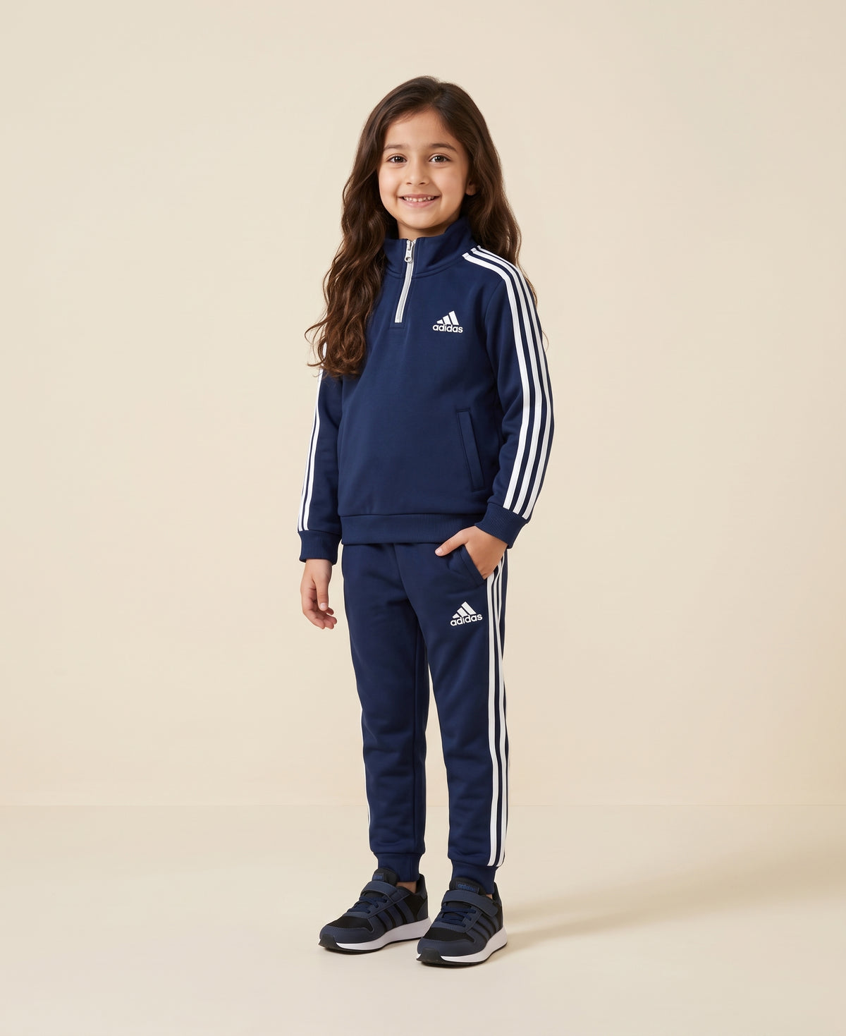 Adidas Navy Blue Mock Neck Set