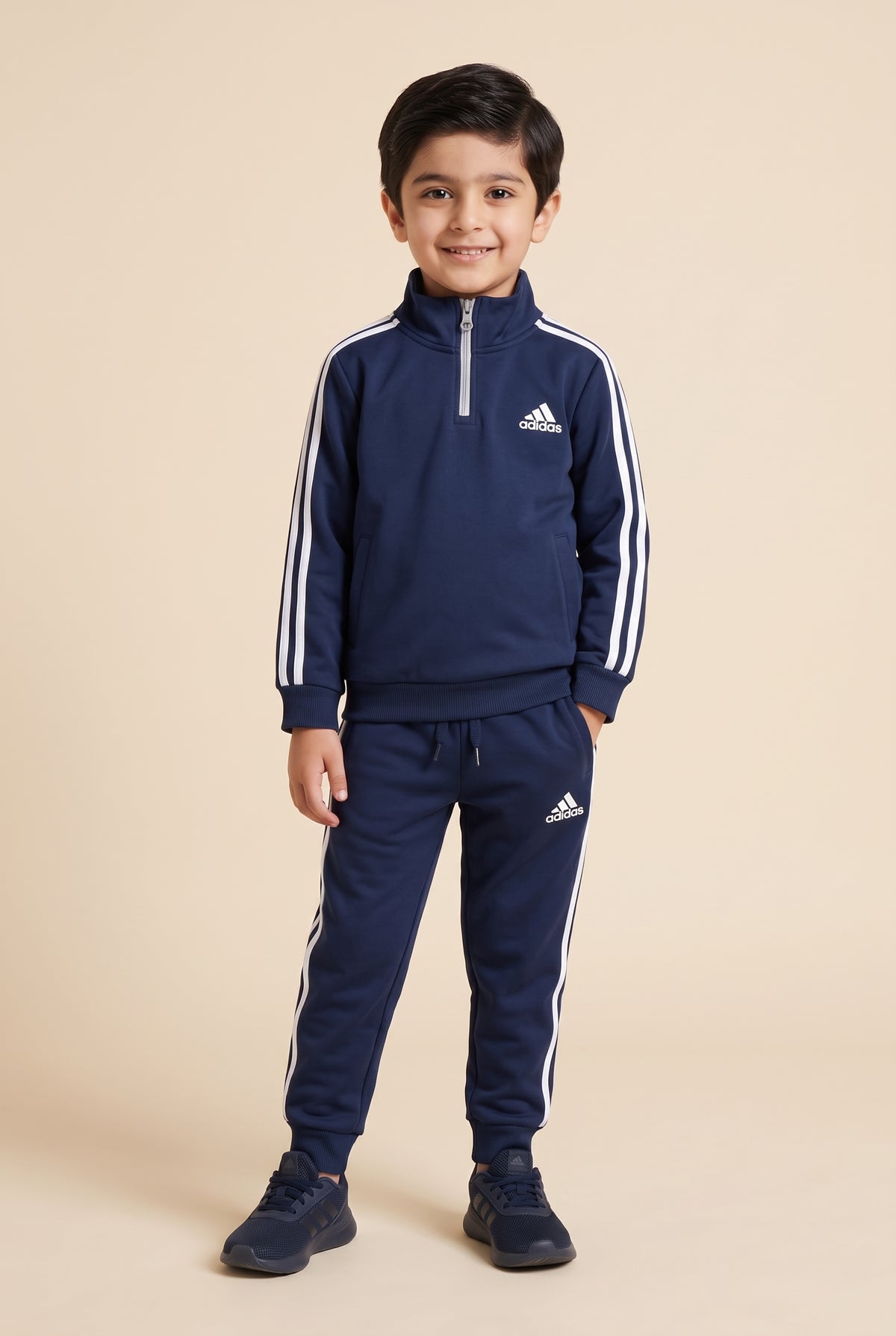 Adidas Navy Blue Mock Neck Set
