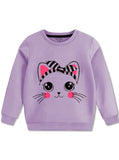 Girls Purple Cat Face Sweatshirt