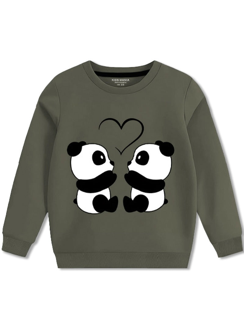 Kids Olive Panda Love Sweatshirt