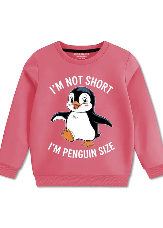 Not Short Just Penguin Sized Fleece Sweatshirts For Girls - Rose Pink