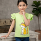 Girls Green Cat T-Shirt