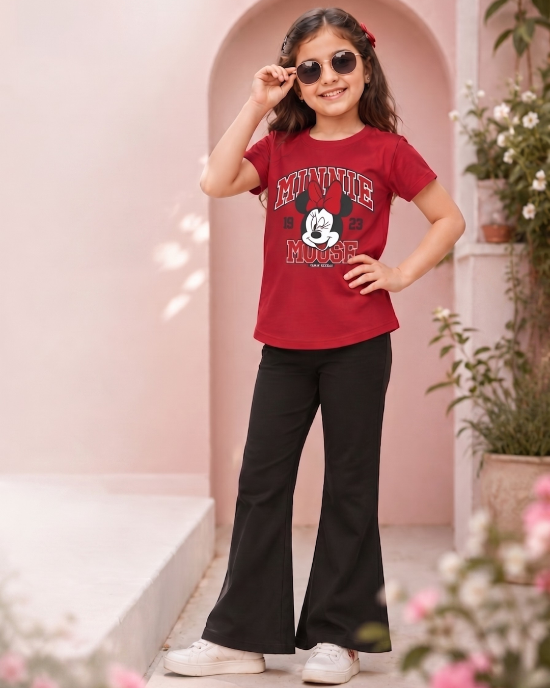 Girls Red Minni mouse Casual Summer Set