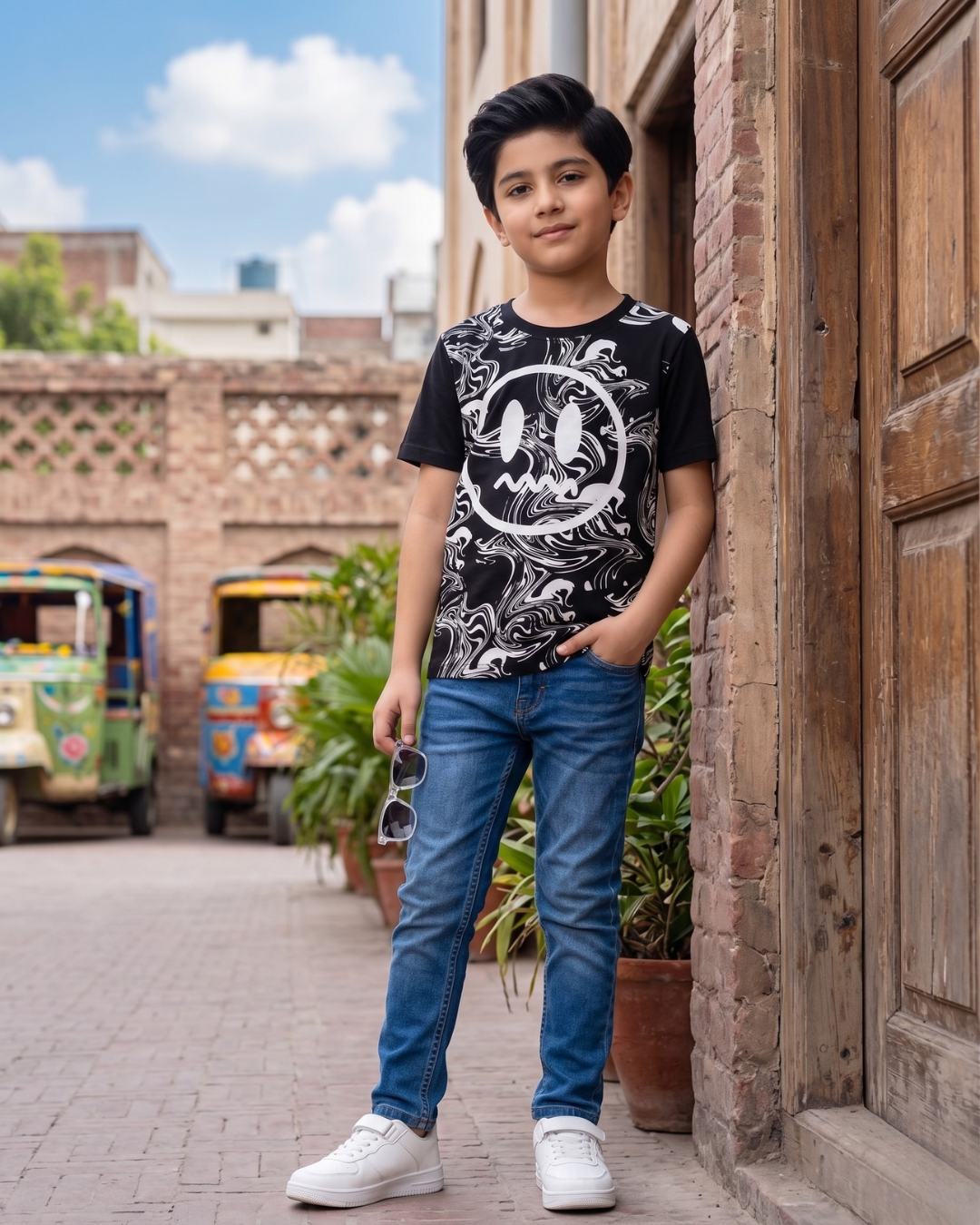 Boys Black Print T-Shirt