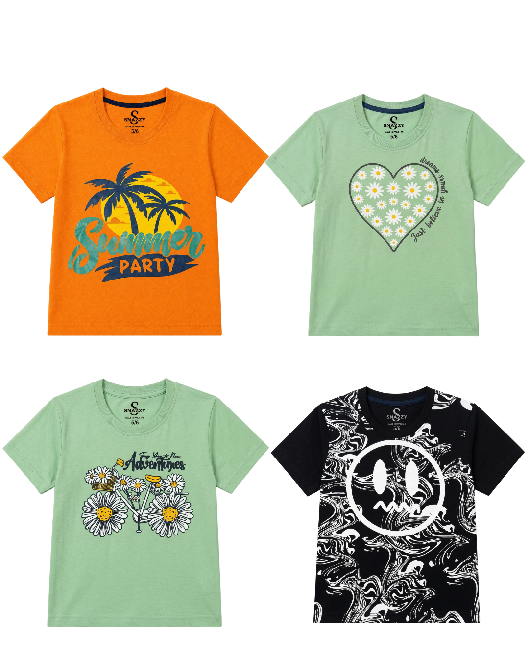Pack of 4 Boys & Girls T-Shirt