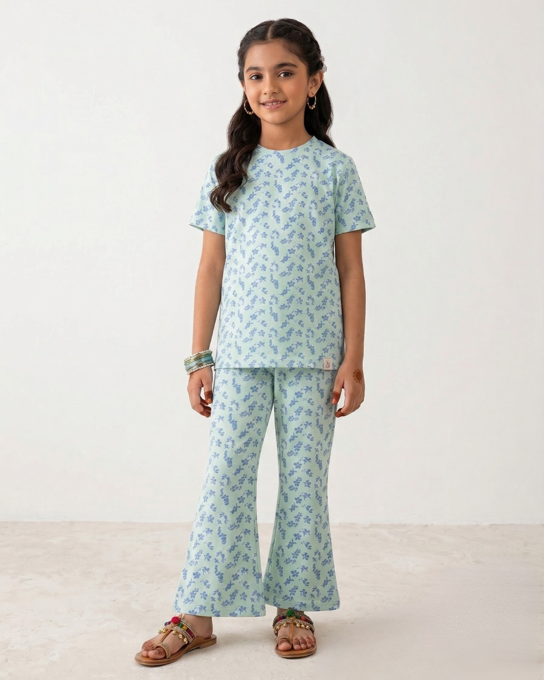Girls Casual Summer Set with Bell Bottom Trouser